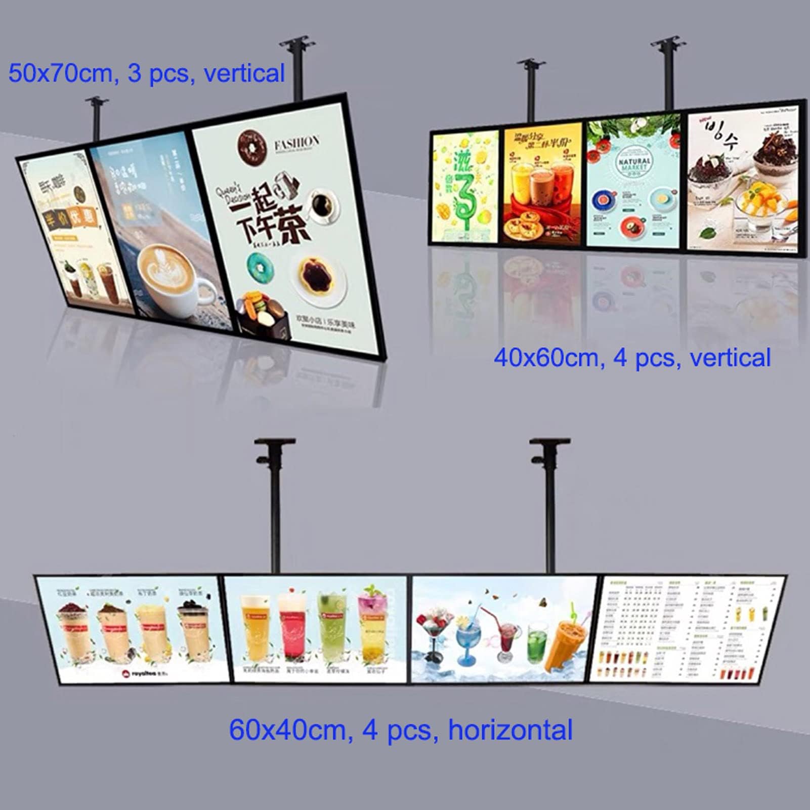 ZYFBD Caja de luz LED para pósteres, marco ultra delgado, tablero de menú retroiluminado para restaurantes, tiendas y cafeterías, pantalla iluminada LED (80 x 50 cm)