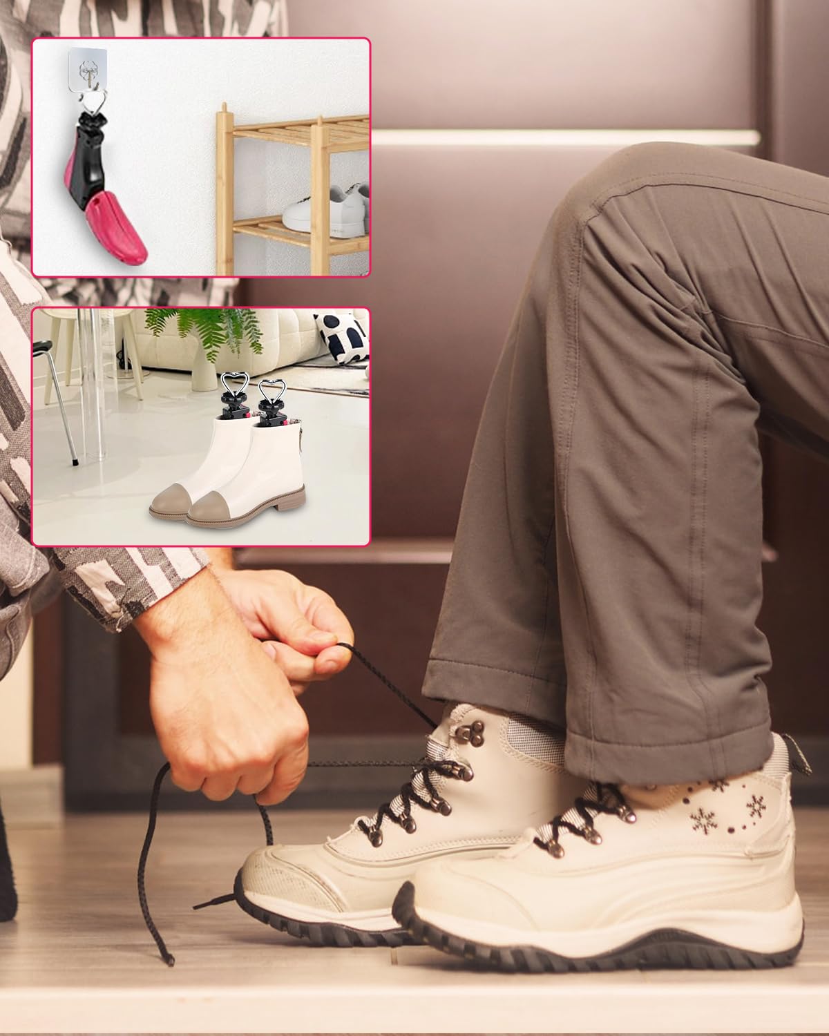 Yulado Hormas para Zapatos, Plástico Ensanchador de Con Calzador, Dilatador Unisex, Justable Longitud y Anchura Horma Ensanchar Zapatos, Ideales para Deportivas, Planos.