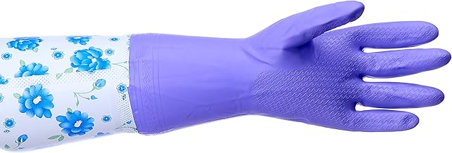 جوانتي كبير من بلاستيك بي في سي للتنظيف والطبخ والبستنة، صنع في الصين، بقطعتين بلون ارجواني من فوجياو