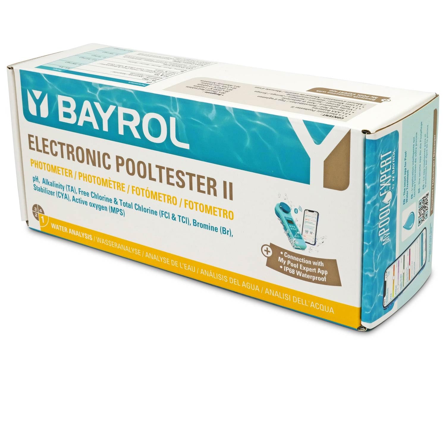 BAYROL Elektronischer Pooltester II Set mit Refill-Pack & Bluetooth | Digitales Photometer mit App-Anbindung, 140 Testtabletten und Analyse von bis zu 13 Wasserparametern