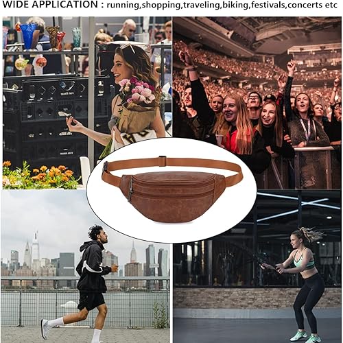 Miniatura 6 de AuSion Riñonera grande para mujer, impermeable, con 3 bolsillos con cremallera, a la moda, para correr, senderismo, cinturón para hombres, llevar