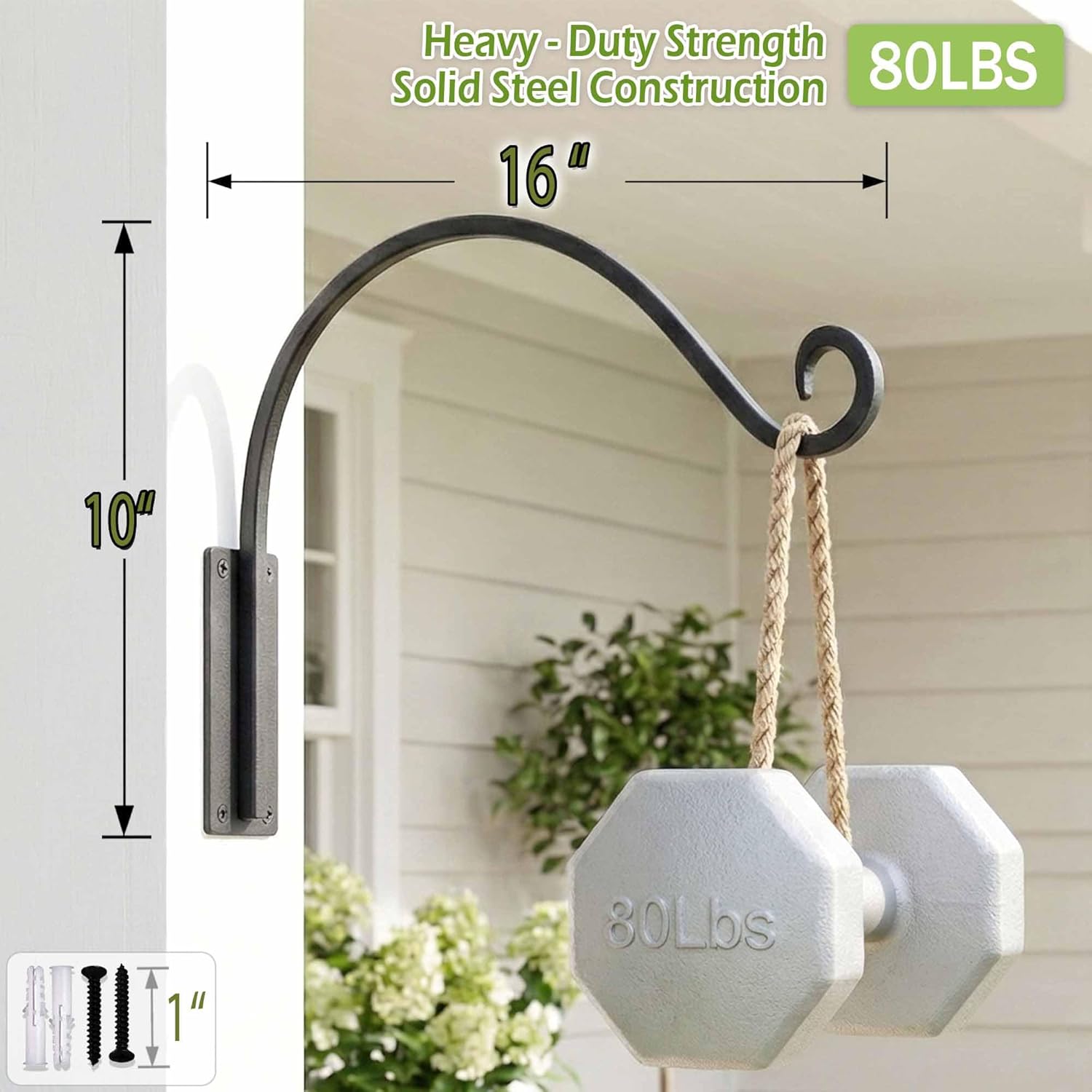 AJART Hanging Plant Hanger Outdoor: 2 Pieces Bird Feeder Wall Hooks - 16-Inch Heavy-Duty Plant Bracket Hook for Hanging Flower Baskets