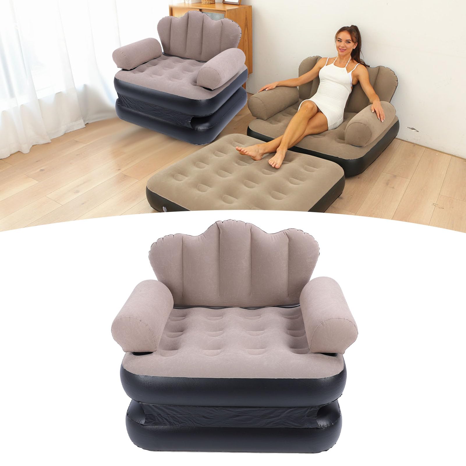 Inflatable Couch, Portable Foldable Inflatable Sofa Bed, Thickened Flocked  PVC Blow Up Couch Mattress, Outdoor Air Sofa for Traveling, Camping, Home  Use, Strong Load Bearing : Amazon.co.uk: Home & Kitchen