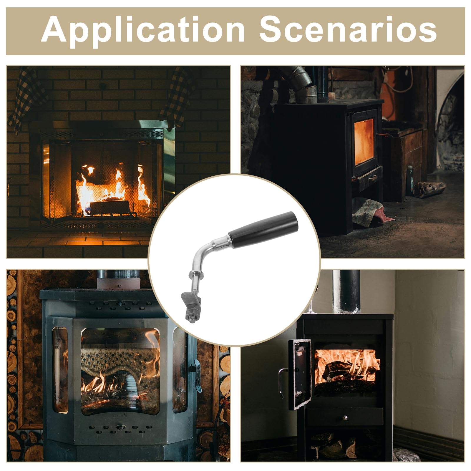 Manija de Puerta de Chimenea Resistente al Calor 16x10x2.5 Cm Metálica Antideslizante para Estufa de Leña, Horno, Caldera y Fogata – Accesorio para Repuesto de Hogar
