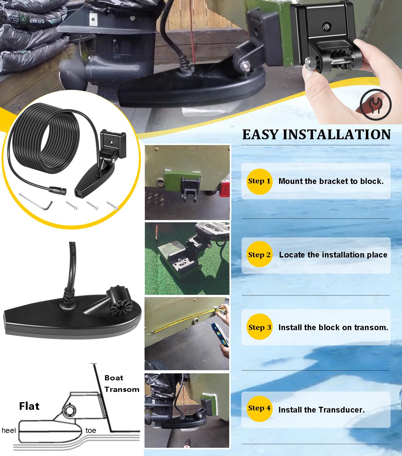 710226-1 XNT 9 DI T pour transducteur de tableau arrière Humminbird Helix avec sonar à double faisceau et imagerie descendante - 200/455 kHz, avec transducteur de montage sur tableau arrière de