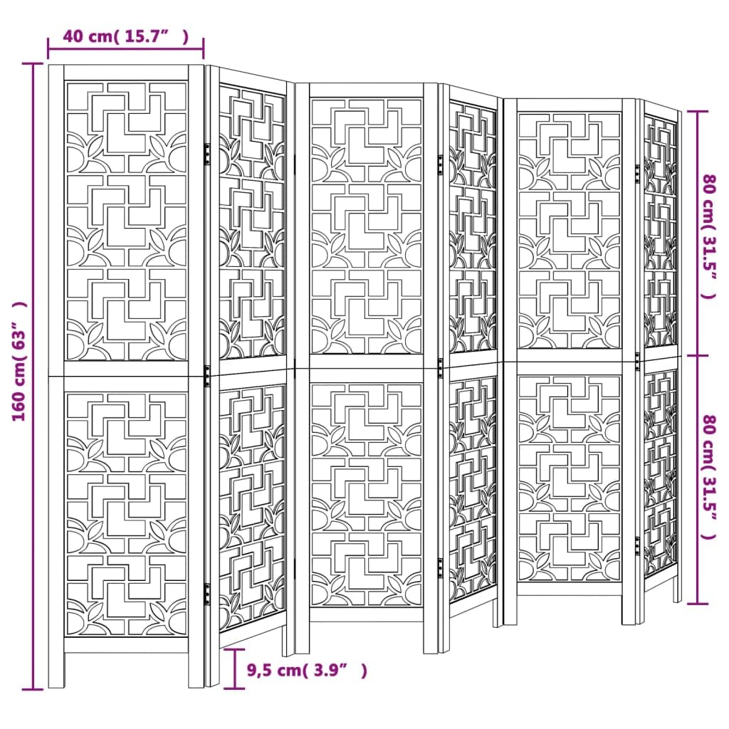 Recinzione da 6 Pannelli in Legno di Paulownia Massiccio Marrone