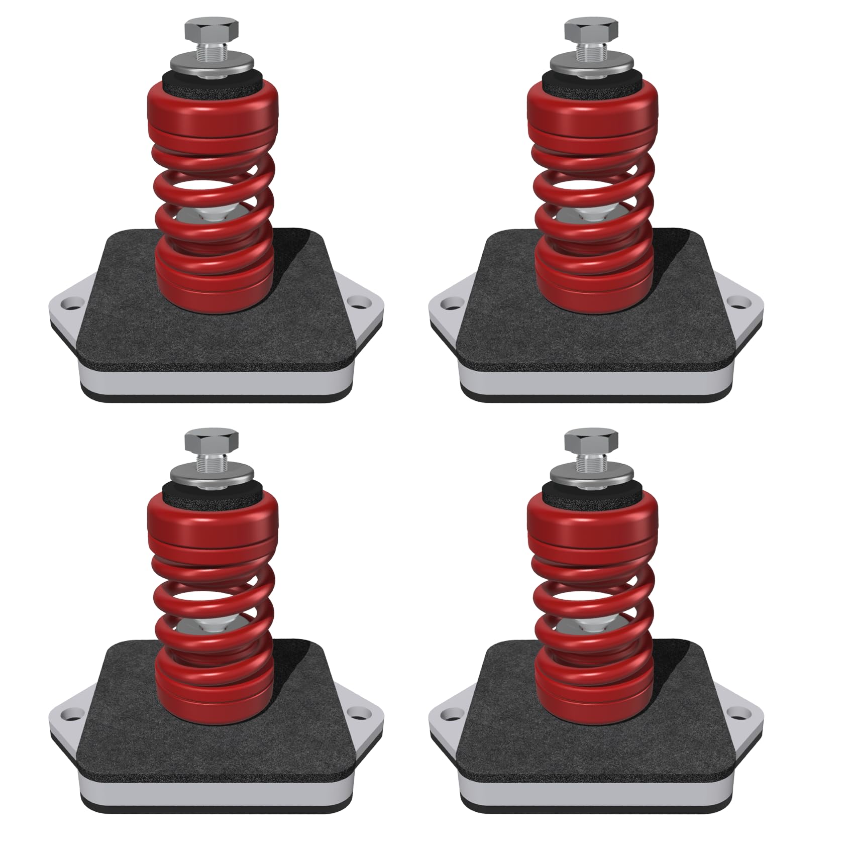 Senor Antivibranti con Molla per Unità Esterne di Impianti di Climatizzazione, Supporti Anti-Vibrazione per Motore Condizionatore, Megol, Set da 4, Rosso, Portata Max 480 Kg