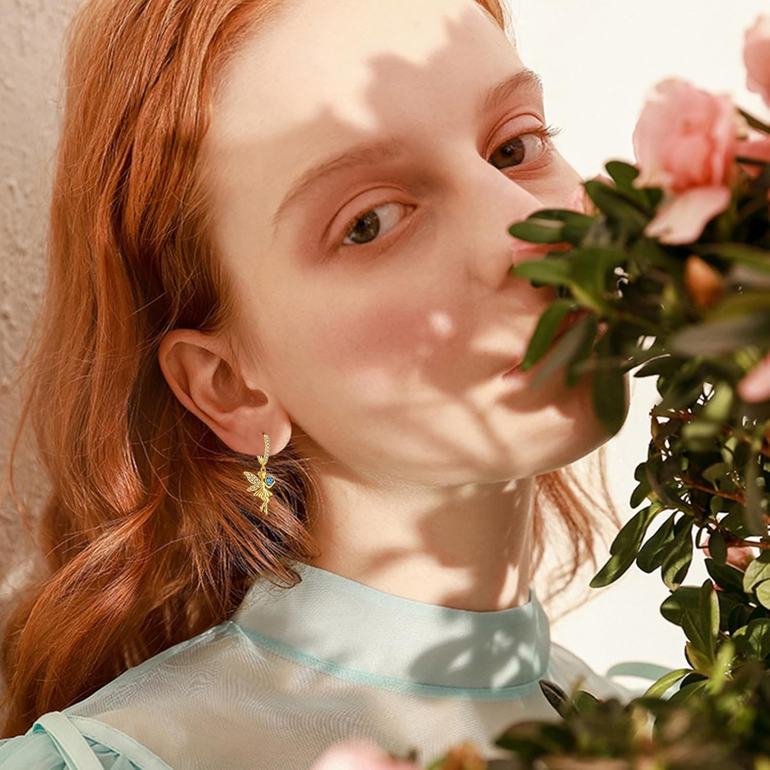 CUOKA MIRACLE Gold Tinkerbell Fairy Earrings For Women S925 Sterling Silver Fairy Earring Angel Hoop Huggies Earrings Fairy Dangle Drop Earring Gold Tinkerbell Fairy Jewelry Gifts For Women - Image 5