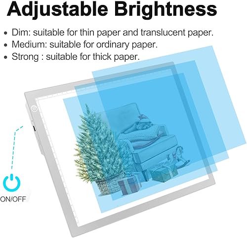 Miniatura 6 de LitEnergy Caja de trazado de luz recargable con batería, ultrafina y ajustable, almohadilla de luz LED de trazo de energía USB, tamaño A4 para