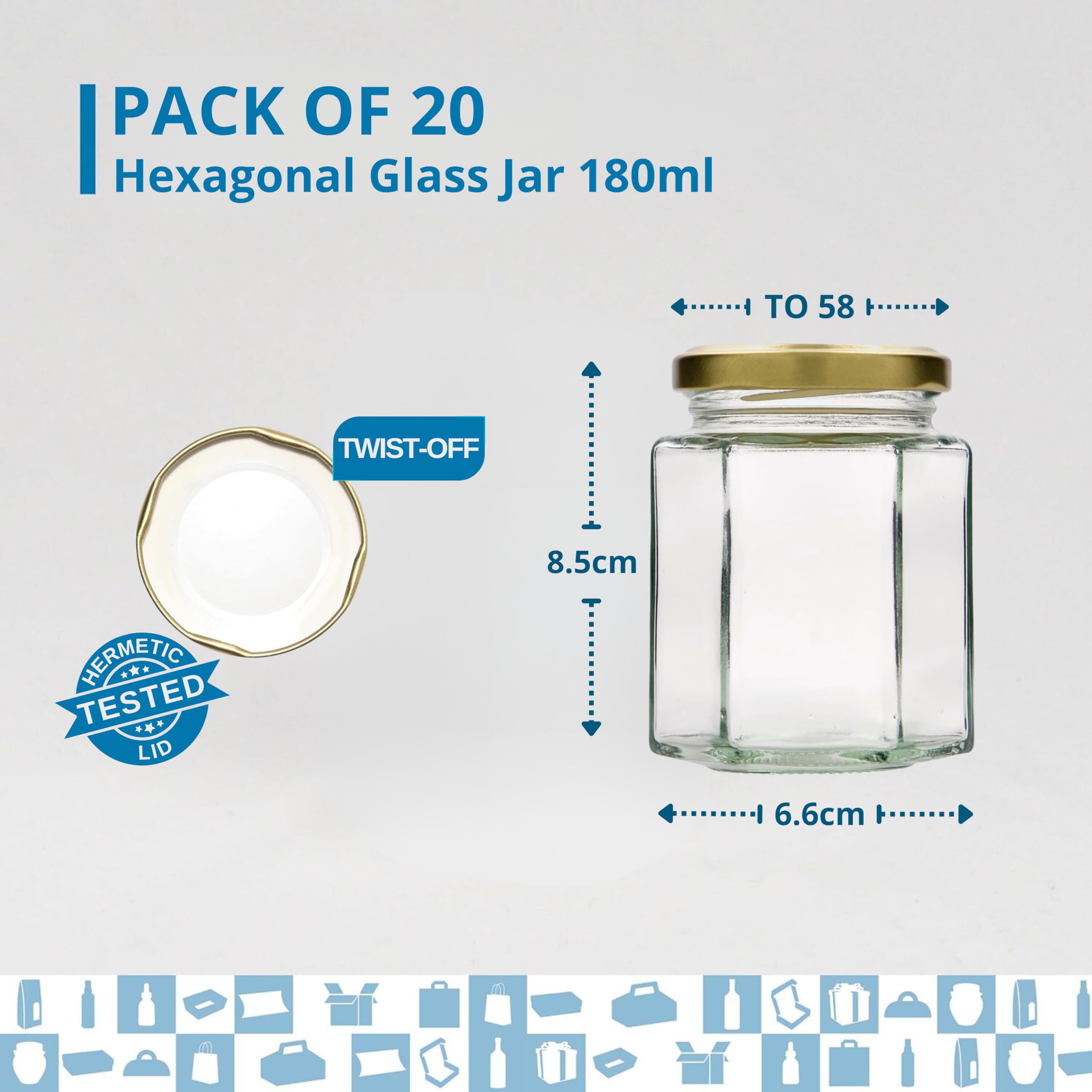 Espirito Rebelde - Tarro de miel hexagonal con tapa de 180 ml, ideal para la conservación de miel, mermelada, especias, yogur