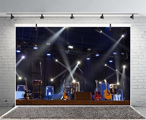 Miniatura 3 de Yeele Telón de fondo de escenario de banda de 10 x 8 pies, proyector de discoteca espectáculo de guitarra de rock, canto, barra de actuación, fondo