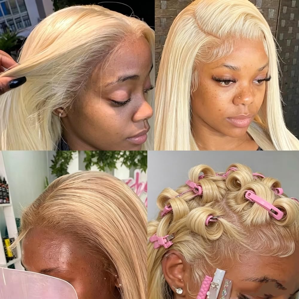 Haarpflege 250% Blone Straight Perücke 13X6 HD Full Lace Frontal Echthaarperücken Vorgezupft Für Frauen