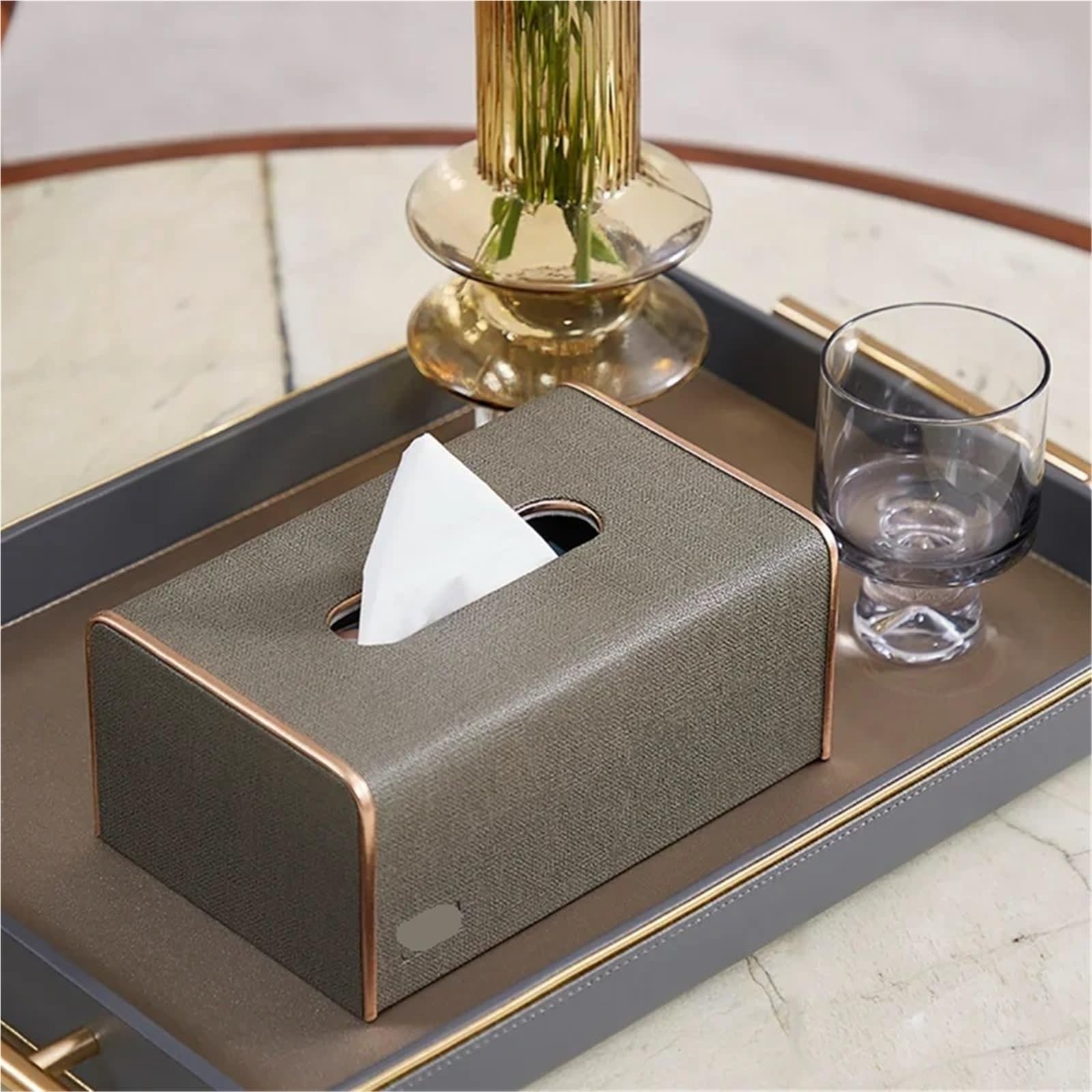 1 pezzo in pelle soggiorno hotel ufficio auto custodia di carta rettangolo quadrato sacchetto immagazzinaggio scatole organizer porta fazzoletti decorativi Für Haus(Dark Grey)