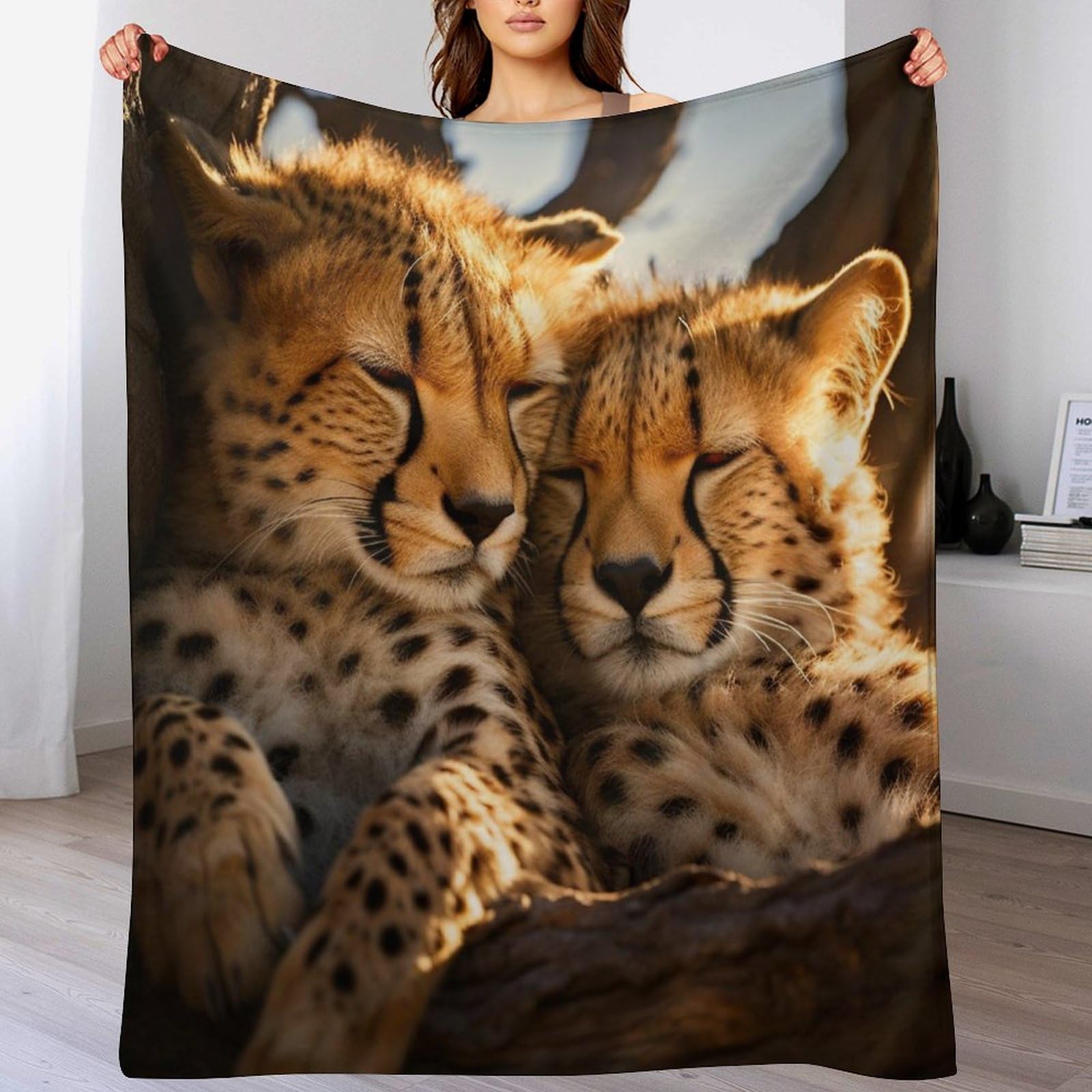 Couverture motif léopard flannel pour pallier les nuits fraîches sur le lit ou le canapé doux