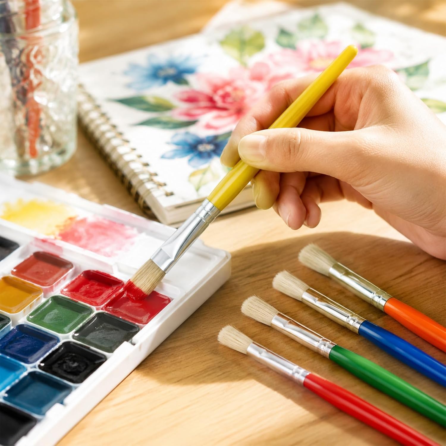 30 Pcs Paint Brushes Set Jumbo Round Watercolor Large Flat Craft Multicolor Nylon Hair Paintbrushes No Shed Bristle for Women Men Acrylic Handle Oil Watercolor Canvas Face Painting Accessorries