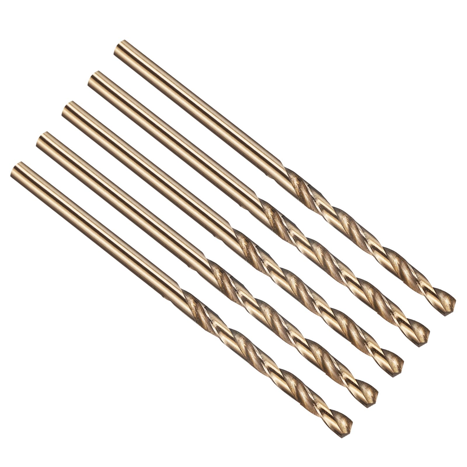 PATIKIL 3.2mm Drill Bit 1/8", Jobber Straight Shank M2 High-Speed Steel 135° Gold Finish for Stainless Steel Hard Metal - 5 Pack — image 1
