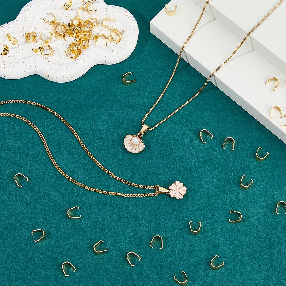 DICOSMETIC 60Pcs Pinch Clip Clasp Bulk Stainless Steel Pinch Bails 18K Gold Plated Snap on Bails Small Pendant Pinch Bail Clip Finish Necklace Clasps Jewelry Connecotor Clasp for Neckalace Making - Image 5