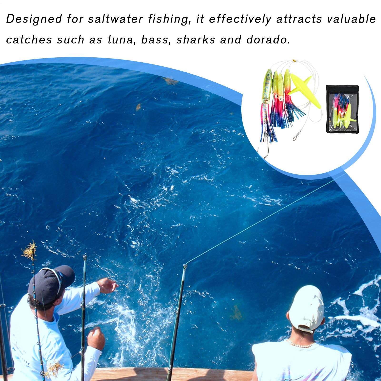 TEASER-Leurres de pêche à la traîne UV pour la pêche en haute mer, appâts souples portables pour la pêche au thon, le marlin et le calmar bionique, TR001, 50g 18 TEASER-Leurres de pêche à la traîne UV pour la pêche en haute mer, appâts souples portables pour la pêche au thon, le marlin et le calmar bionique, TR001, 50g 18