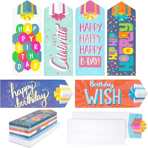 Paper Junkie Paquete de 36 sobres de dinero de cumpleaños para efectivo, 4 x 7 pulgadas, multicolor, cartulina de 8.82 oz/m², cierre autoadhesivo, 6