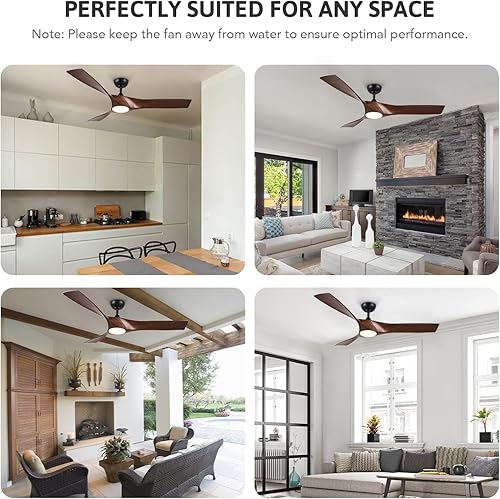 Miniatura 8 de VONLUCE Ventilador de techo con luz y control remoto, ventilador moderno de 52 pulgadas con motor de CC silencioso de 3 aspas para dormitorio, sala