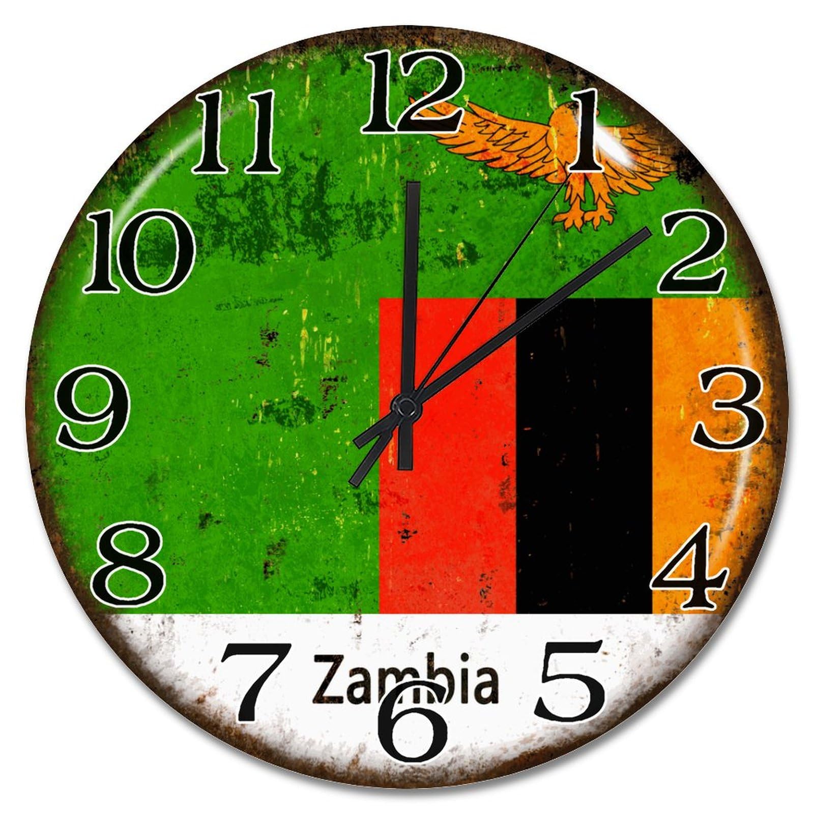 Horloge murale en bois Zambie 38 cm le cadeau idéal pour un ami étranger
