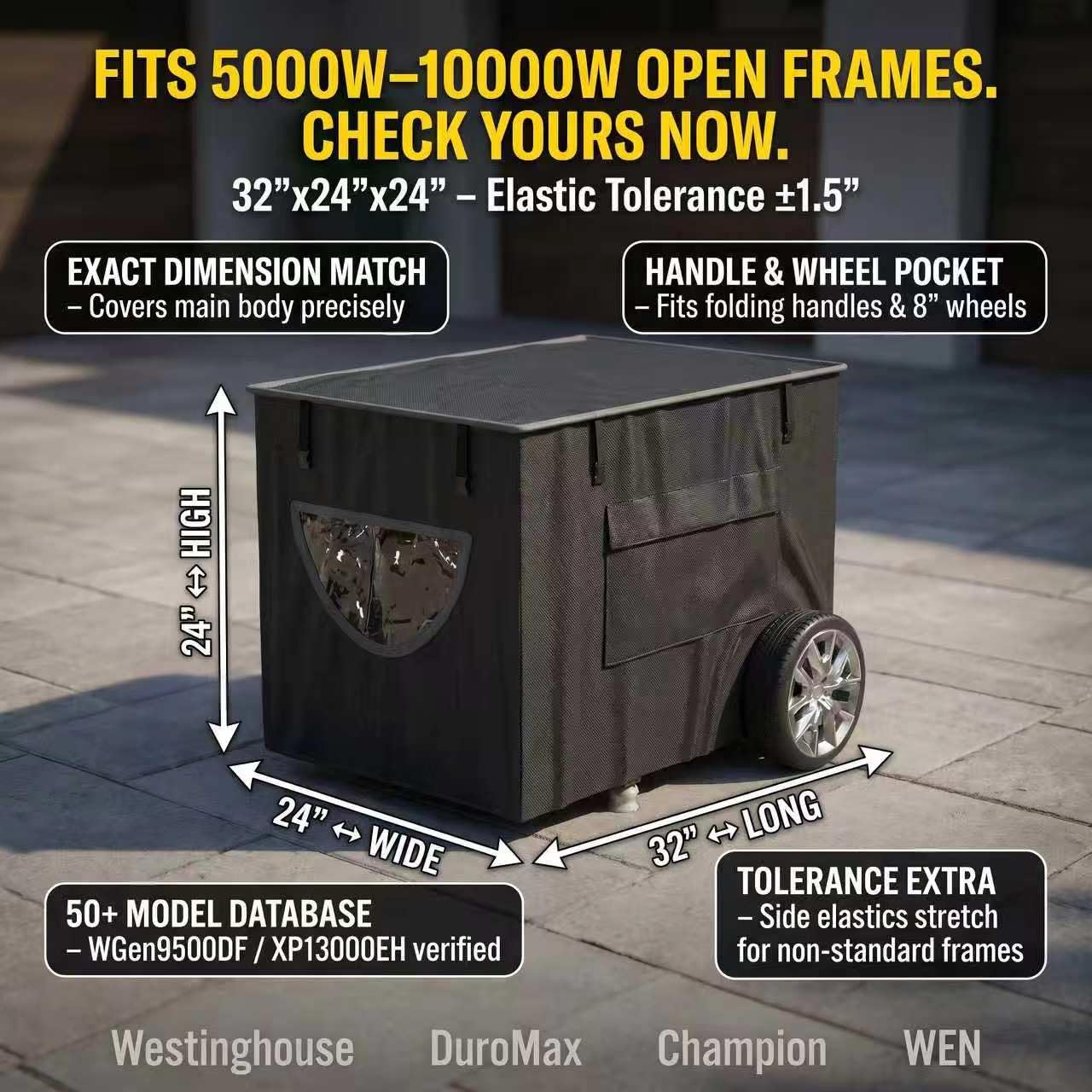 Cubierta para generador de tiempo de ejecución, cubierta 100% impermeable, diseño de doble capa, uso en todo tipo de clima, lona de poliéster 600D resistente al agua, 32 x 24 x 24 pulgadas,