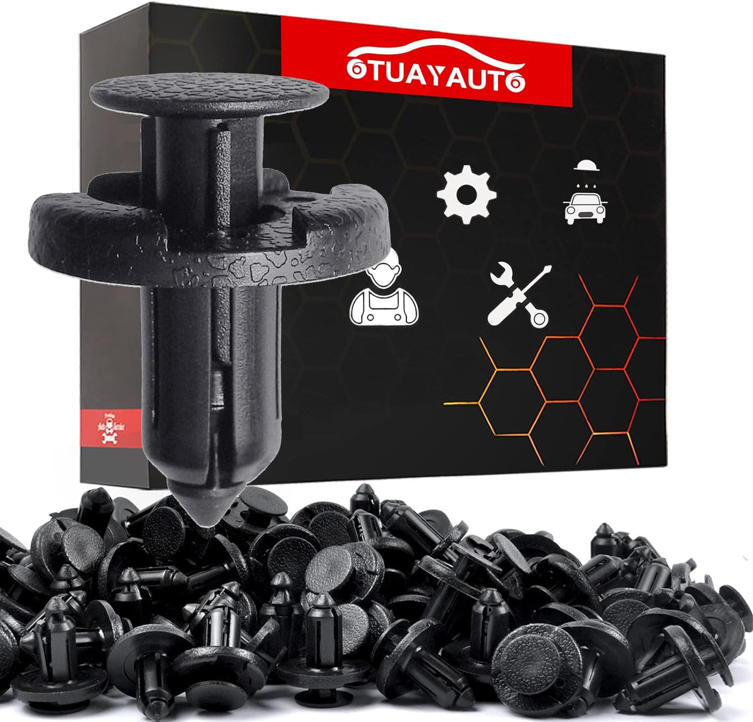 OTUAYAUTO 100Pcs 8mm Front Bumper, Radiator Support Retainer Clips