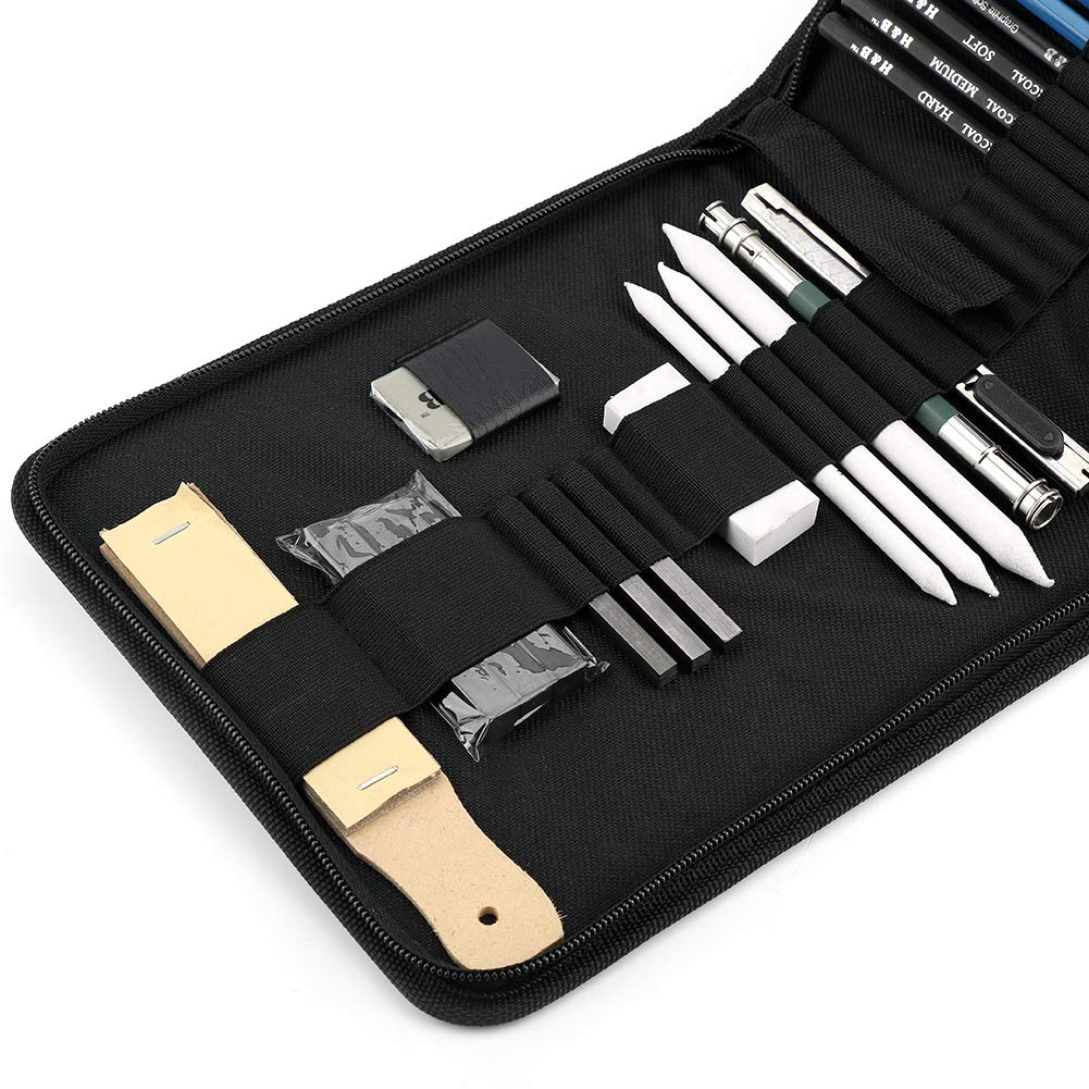 FTVOGUE Matite di Disegno Artistico, 32 Pezzi Set di Matita Set di Strumento di Matite di Legno schizzo Forniture d'arte con borsa per il trasporto, Fornire a Artista Professionale e Principianti
