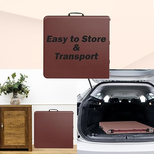 Miniatura 28 de Mesa plegable de plástico portátil de 4 pies/6 pies/8 pies, mesa de comedor de picnic blanca y negra, plegable por la mitad para campamento, fiesta