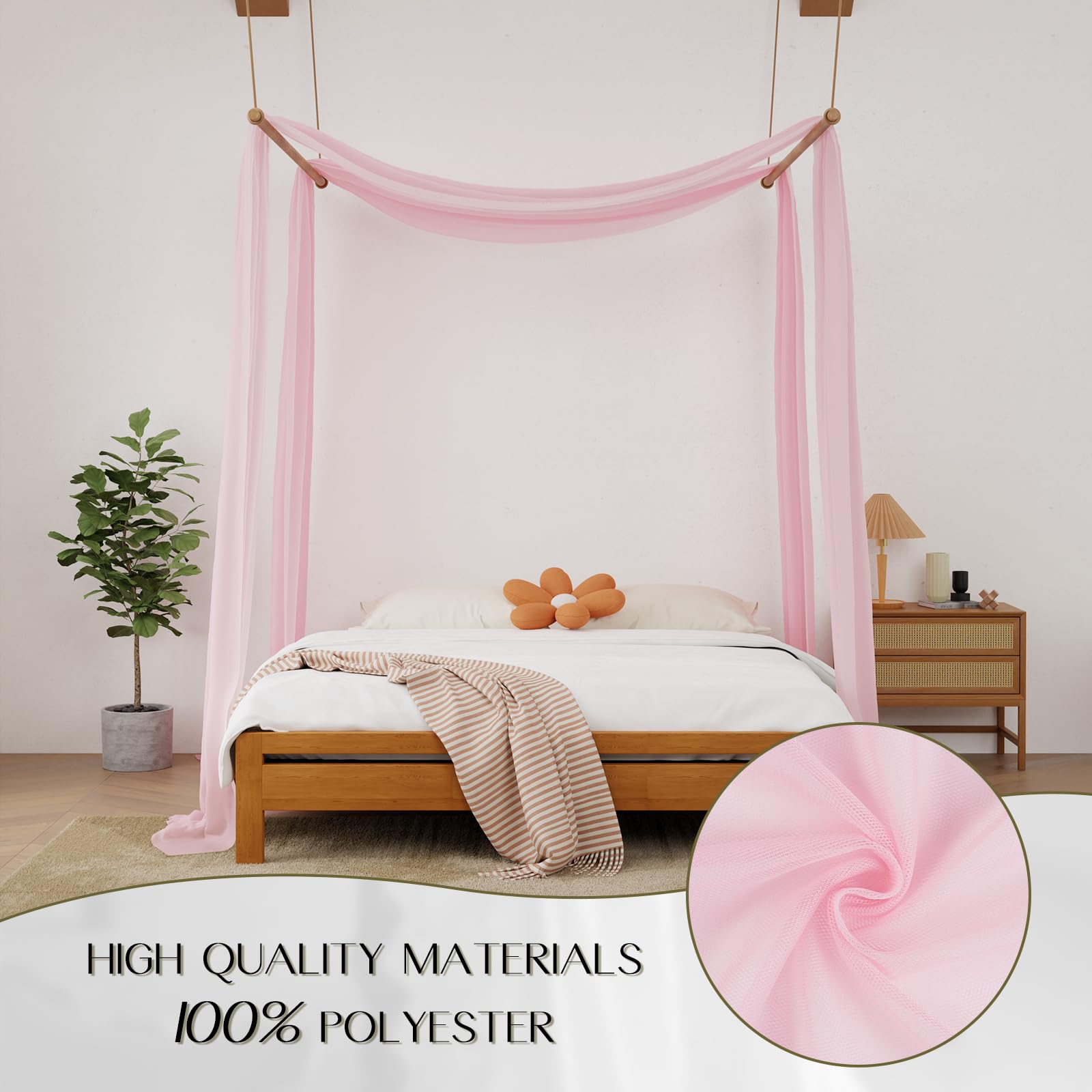 Rideaux à Baldaquin Noirs Pour Lit Queen Size - Microfibre Polyester, 4 Panneaux, Création D'un Espace Romantique Et Intime Dans La Chambre