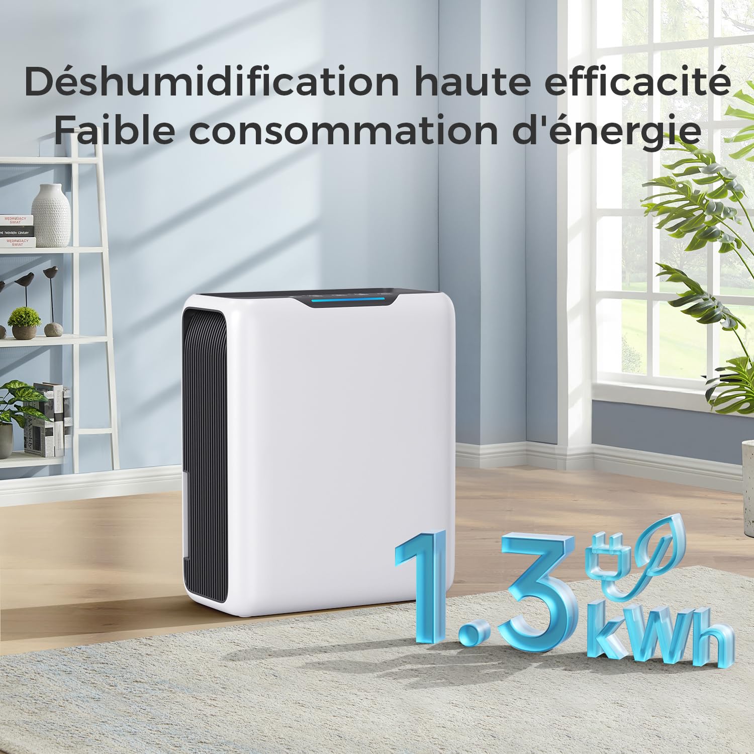 Deshumidificateur d Air 3L, Déshumidificateur pour la 20㎡ Maison, Double Peltier Effet, 30dB Ultra Silencieux Déshumidificateurs pour Chambre, Dégivrage Intelligent, Minuterie 24H