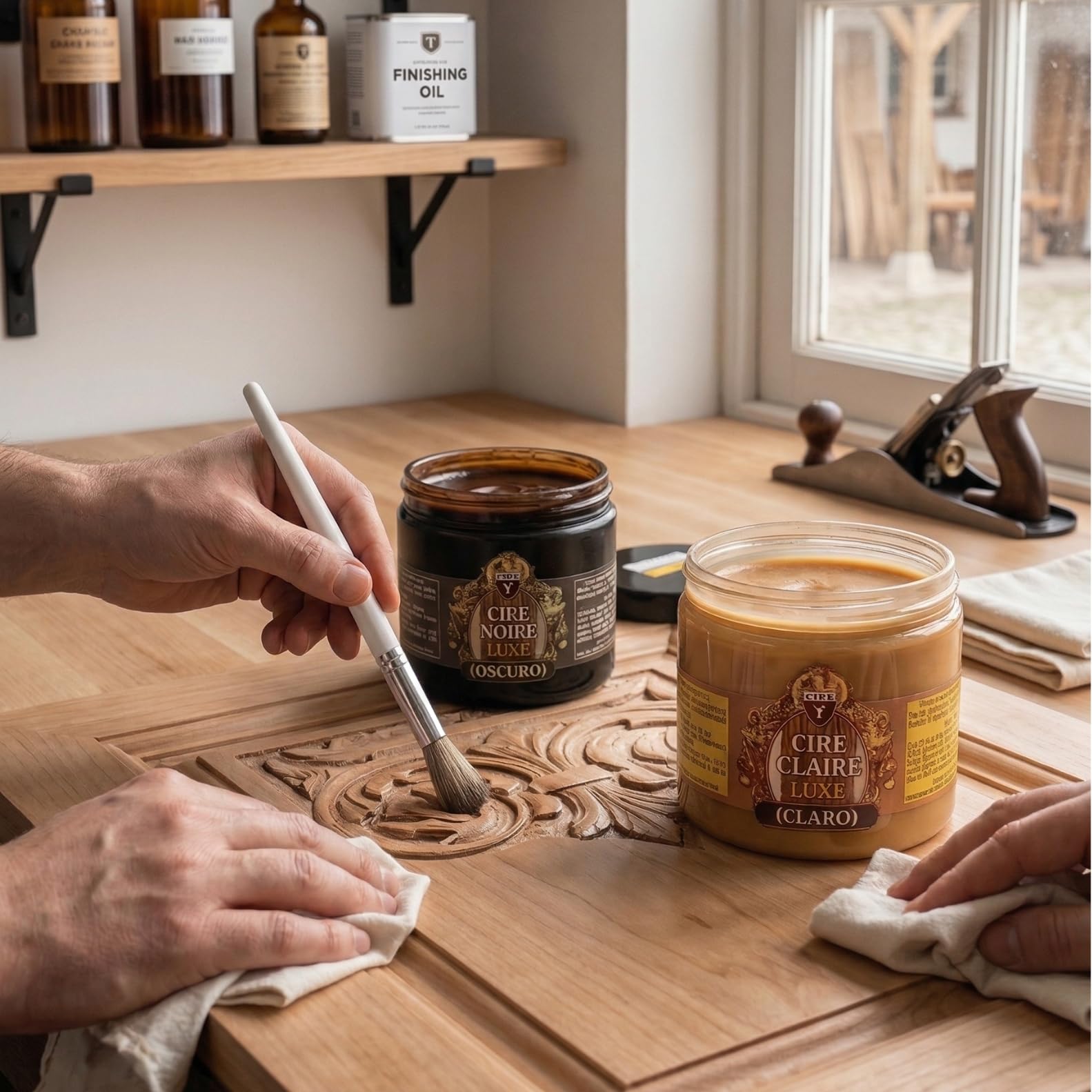 SAPHIR Louis XIII Cera de Lujo para Madera 250 ml – Pasta con Cera de Abeja y Carnauba | Nutre, Protege y Abrillanta | Acabado Satinado Profesional | Roble Claro (34)