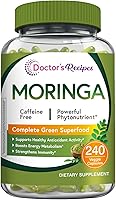 Vista 10 de Doctor's Recipes Moringa 11,000 mg de potencia, Superalimento Verde Completo, Apoyo Antioxidante Natural, Sin OMG, 60 cápsulas veganas, Sin cafeína