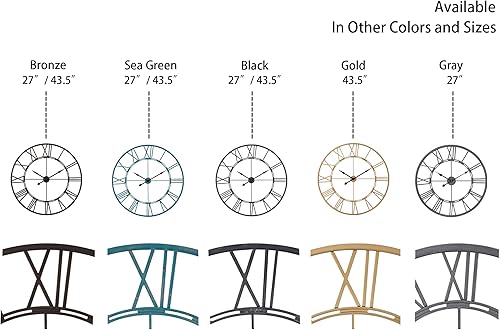 Miniatura 9 de Utopia Alley Reloj de pared redondo romano de gran tamaño, funciona con pilas, reloj decorativo para decoración de sala de estar y comedor, acabado