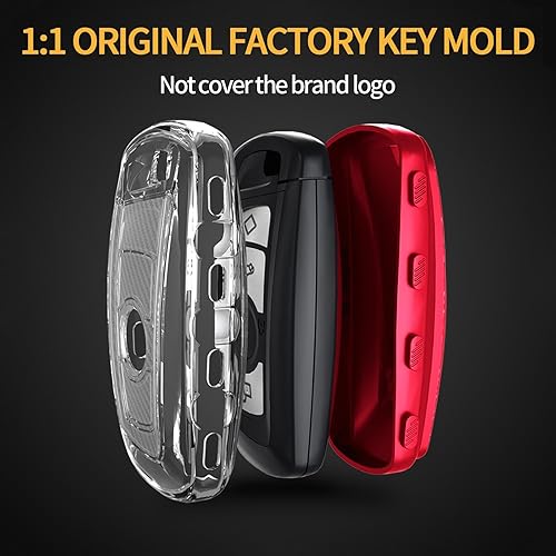 Miniatura 5 de TANGSEN Funda para llavero de TPU compatible con BMW 1 3 4 5 6 7 Series GT3 GT5 M5 M6 X3 X4 textura de fibra de carbono transparente 3 y 4 botones