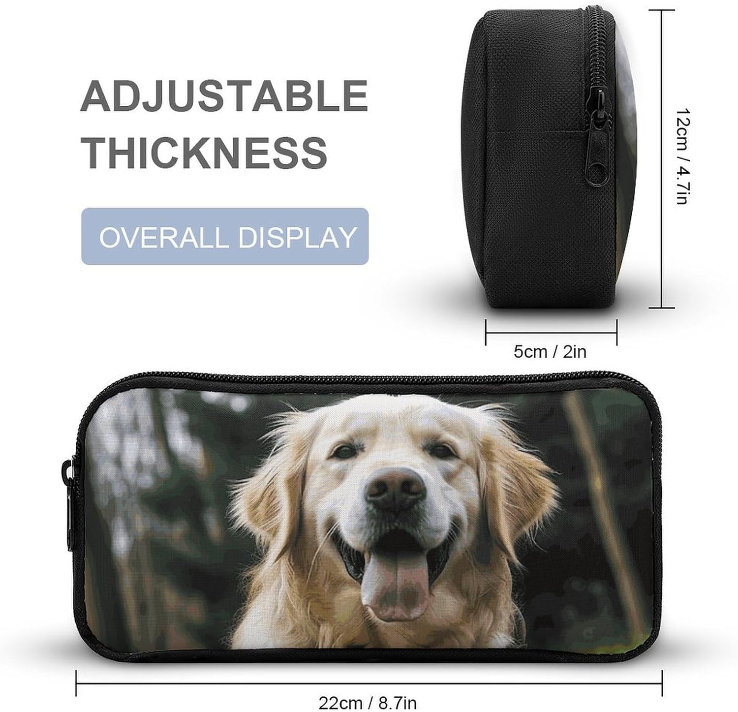 Funny Golden Retriever Pencil Case Portable Organizer Pencil Bag image 2