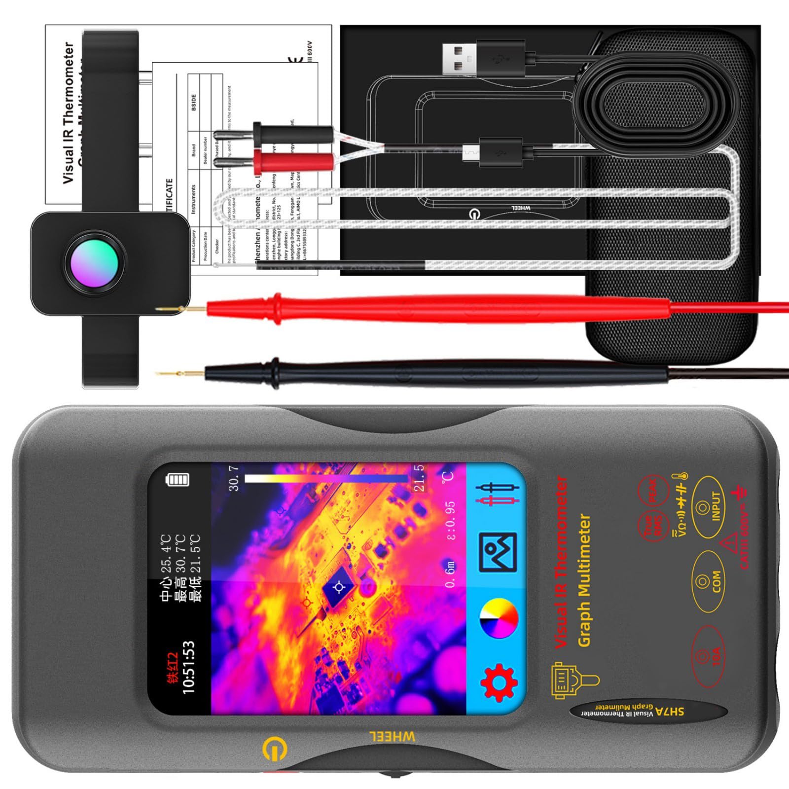 Professional Thermal Imaging Multimeter with 240x240 Resolution and Touch Display for Electrical Diagnostic 20000 Count Warm Imaging Multimeter