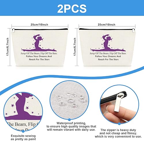 Miniatura 2 de 2 piezas de regalos para amantes de la gimnasia para mujeres y niñas, bolsa de maquillaje, regalo inspirador para gimnasta, bolsa de cosméticos,