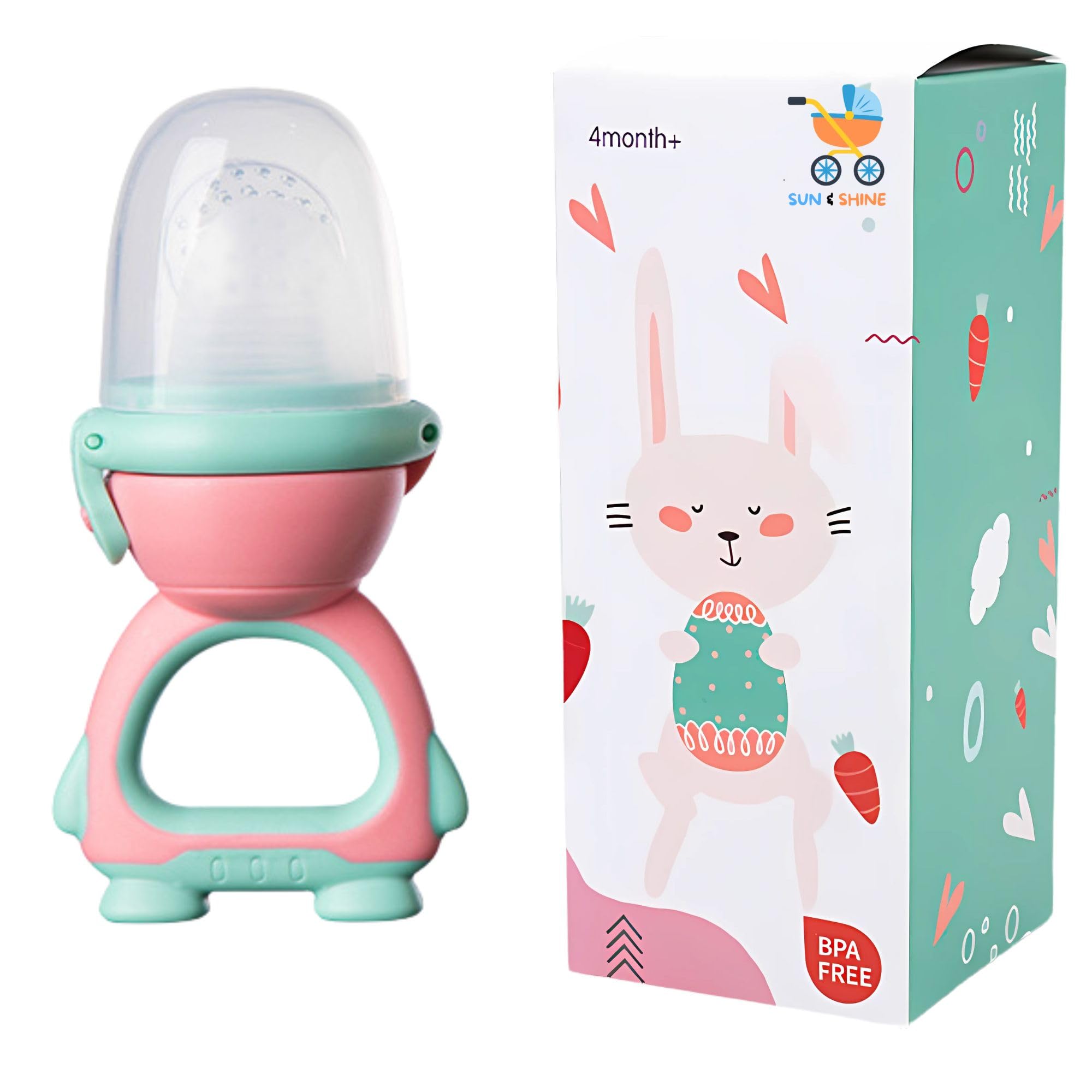 SUN & SHINE | Baby Fruit Feeder / Pacifier With Cap | BPA-Free, Soft & Premium Silicone Teether for Baby, Infants & Toddlers | Fruit Nibbler For 6 To 12 Months | 1 year - 3 years | Chewberry Feeder (Pink)-picture-6