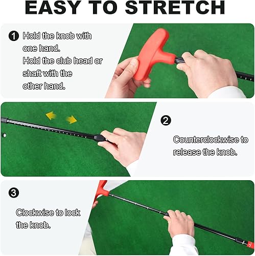 Miniatura 5 de Putter de golf ajustable, juego de mini golf - 2 palos de golf para niños con 6 pelotas de golf y 2 tazas con bandera, putter bidireccional para