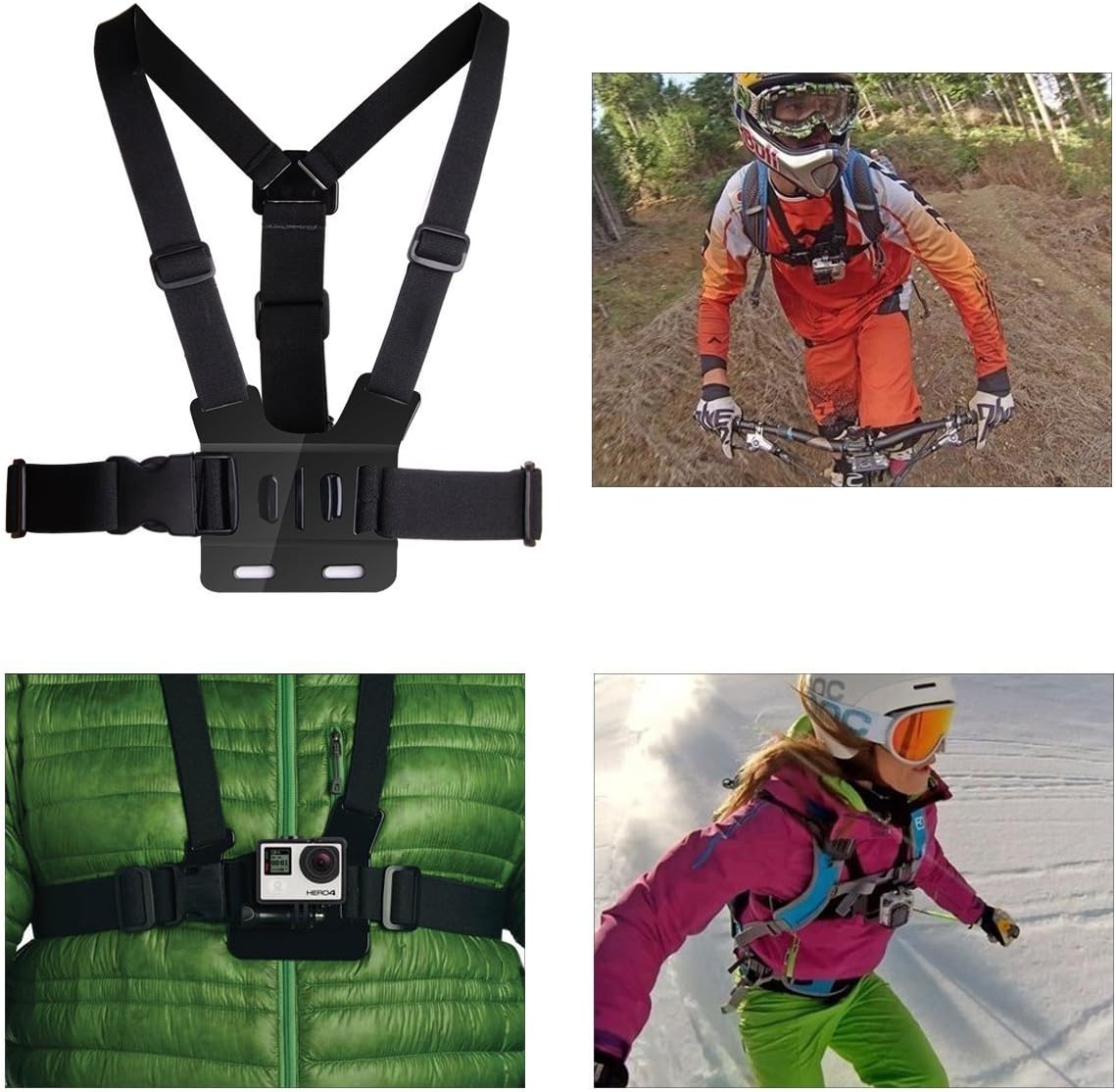 XCSOURCE Bundle Accessories Set Kit 10 in 1 Handlebar or Seatpost Mount + Chest Strap + Head Strap + Yellow Hand Grip Floating Mount + Strap + 2 x Joint + 3 x Screws For Gopro Hero 1 2 3 3+ 4 OS59