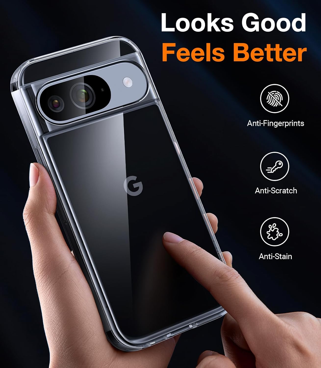 TORRAS Diamond Clear Designed for Google Pixel 9 Pro Case/Pixel 9 Case, Non-Yellowing [16Ft Military Grade Drop Tested] Translucent Slim Protective Anti-Scratch Phone Case for Pixel 9/9 Pro, Clear