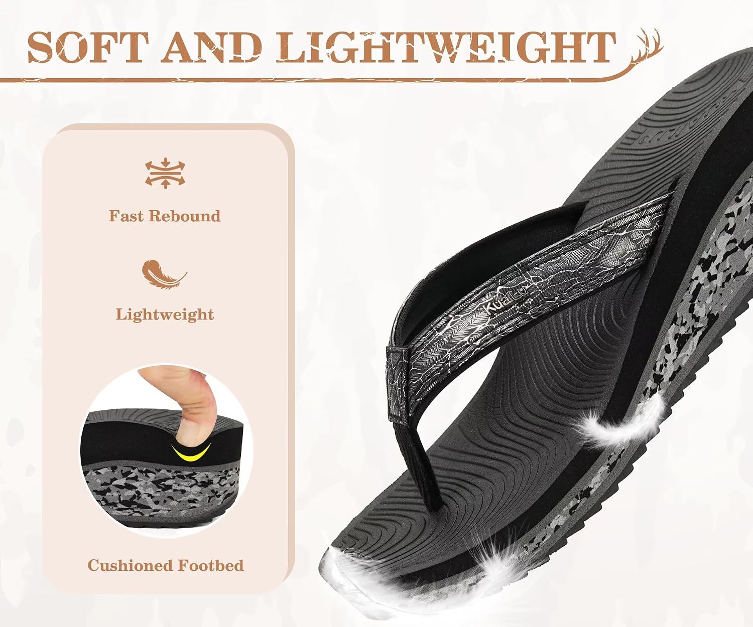 KuaiLu Womens Platform Flip Flops Comfortable Arch Support Yoga Mat Chic Summer Dressy Sandals Beach Trendy Boho Outfits Wedge Sandles Outdoor Travel Walking Cushion Orthopedic Footwear