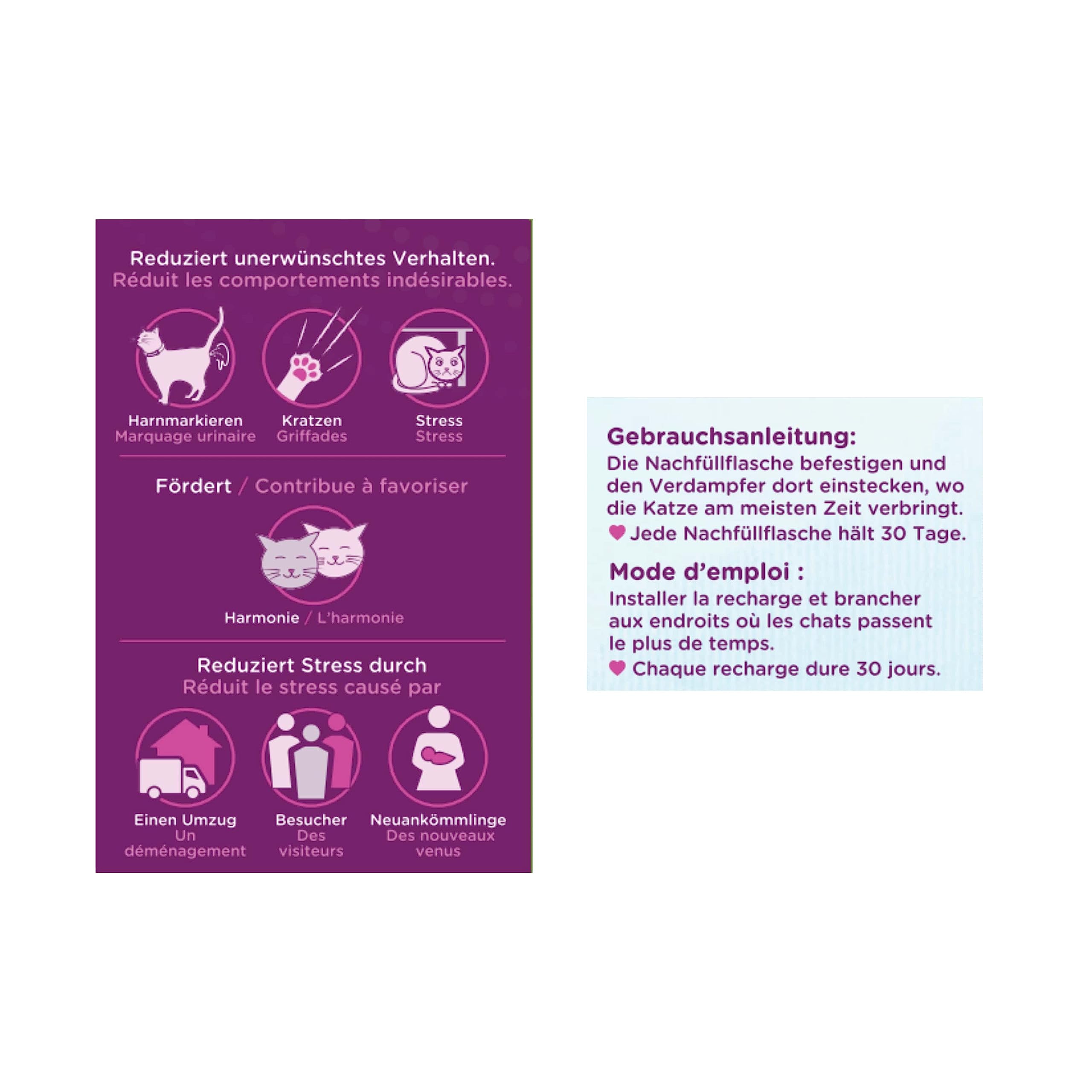 4er-Nachfüllpack im Sparpaket (120 Tage) für Comfort Zone Diffuser, Pheromone für EIN entspanntes Zuhause - reduziert Stress, Markieren, Kratzen und andere problematische Verhaltensweisen.