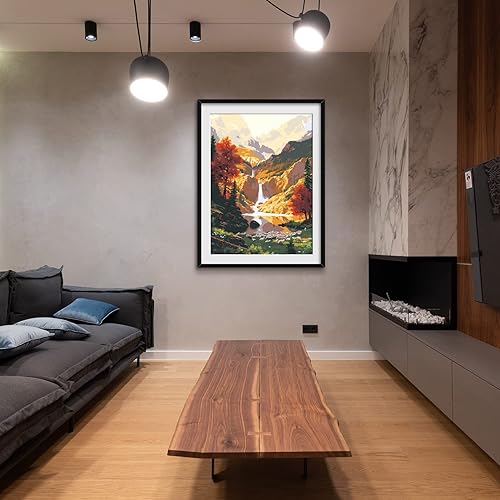 Miniatura 4 de QUITEDEW Pintura por números para adultos, pintura de cascada de montaña por números, kits de pintura de paisaje natural por números, adecuado para