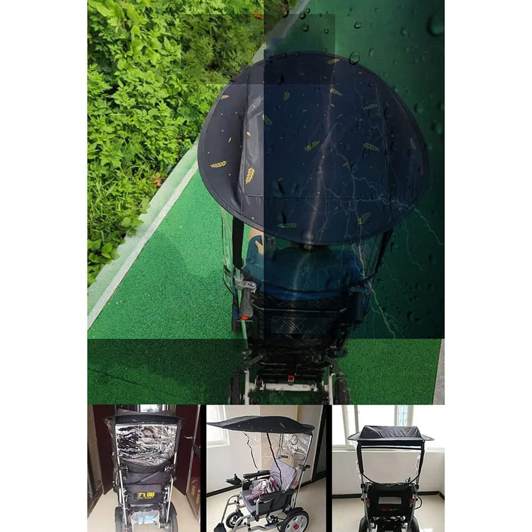 Paraguas eléctrico para silla de ruedas con parasol para lluvia y soporte de protección UV