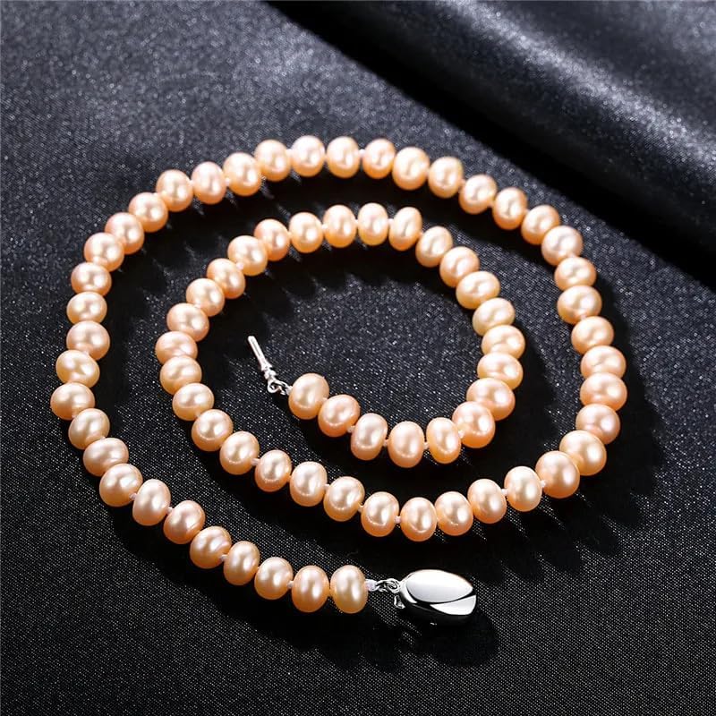 High-Brightness Pearl Strand Necklace 8-9Mm Natural Freshwater Pearl Necklace For Women Wedding Jewelry
