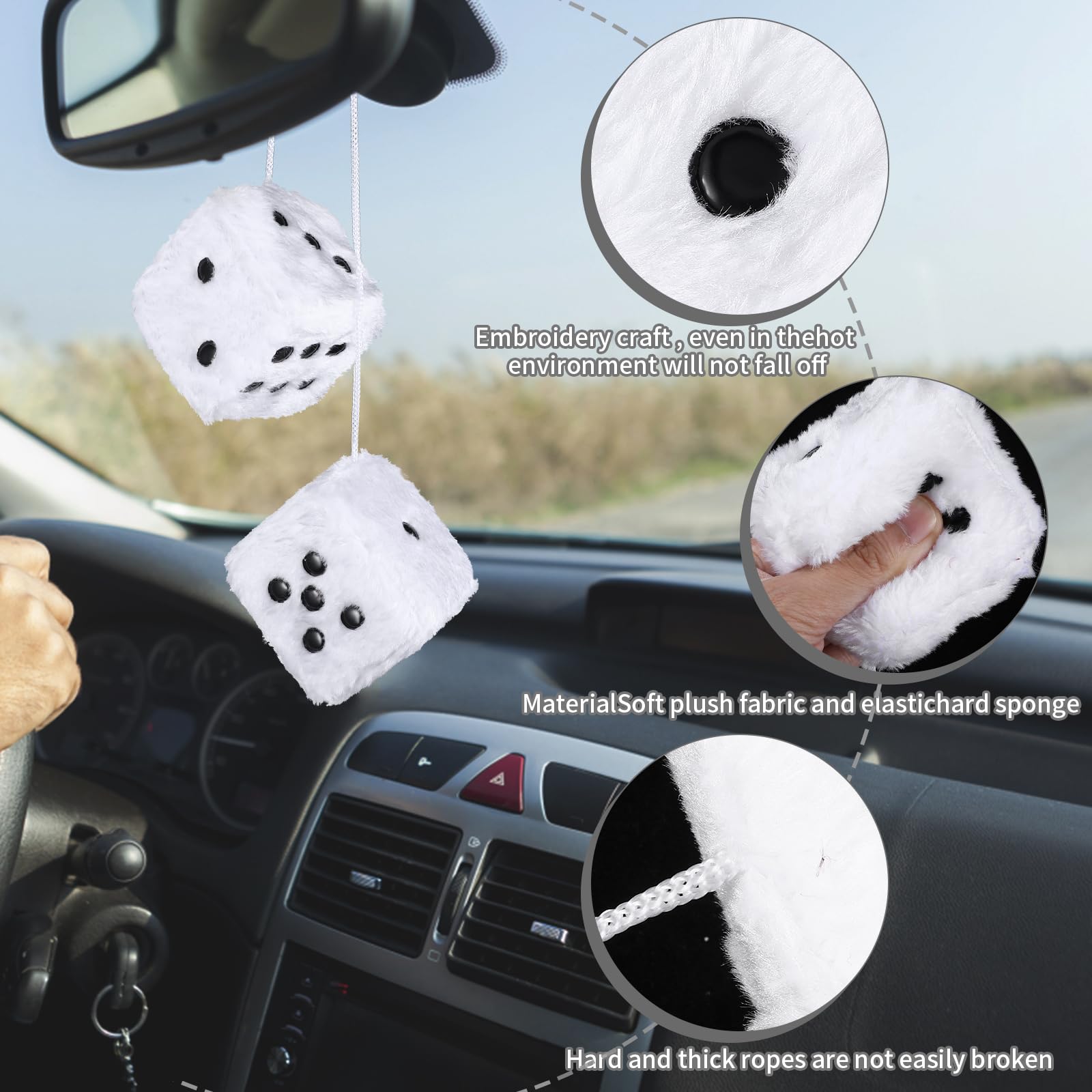 Dadi Di Peluche Rosa Per Specchietto Auto - Coppia Di Dadi Appesi - Accessorio Decorativo Per Interni Auto