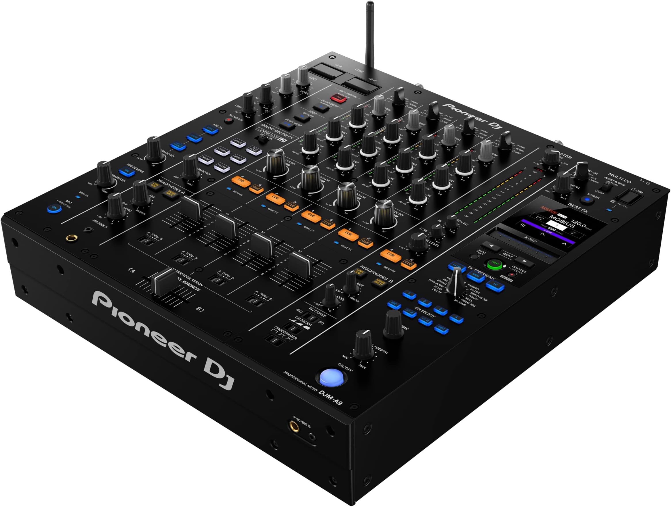 Pioneer DJ DJM-A9 Professional 4-Channel DJ Mixer, Audio Interface for Recording & Performance, Quality Mixer Studio Equipment