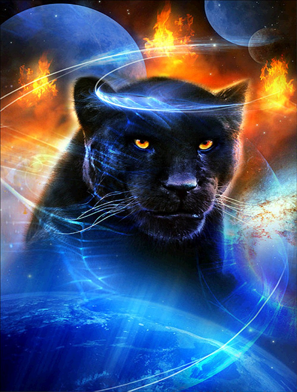 Better Selection 5D DIY Diamond Art Set Decorating Cabinet Table Stickers Crystal Rhinestone Diamond Embroidery Paintings Pictures for Study Room,Black Panther(30X40CM/14X16inch)